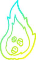cold gradient line drawing cartoon burning coals vector