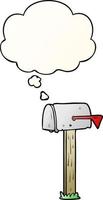 cartoon mailbox and thought bubble in smooth gradient style vector