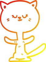 warm gradient line drawing cartoon happy cat vector