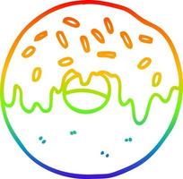 rainbow gradient line drawing cartoon donut vector