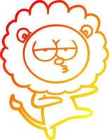 warm gradient line drawing cartoon bored lion dancing vector