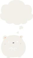 cartoon polar bear and thought bubble in retro style vector