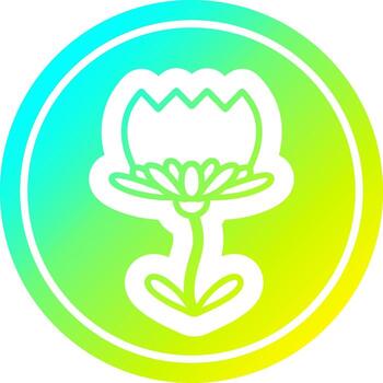 lotus flower circular in cold gradient spectrum vector