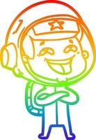 arco iris gradiente línea dibujo dibujos animados riendo astronauta vector