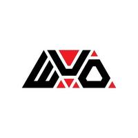 WUO triangle letter logo design with triangle shape. WUO triangle logo design monogram. WUO triangle vector logo template with red color. WUO triangular logo Simple, Elegant, and Luxurious Logo. WUO