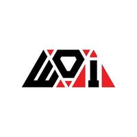 WOI triangle letter logo design with triangle shape. WOI triangle logo design monogram. WOI triangle vector logo template with red color. WOI triangular logo Simple, Elegant, and Luxurious Logo. WOI