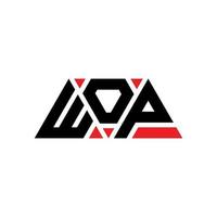 wop diseño de logotipo de letra triangular con forma de triángulo. monograma de diseño de logotipo de triángulo wop. wop plantilla de logotipo de vector de triángulo con color rojo. logo triangular wop logo simple, elegante y lujoso. guau