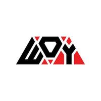 WOY triangle letter logo design with triangle shape. WOY triangle logo design monogram. WOY triangle vector logo template with red color. WOY triangular logo Simple, Elegant, and Luxurious Logo. WOY
