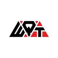 WQT triangle letter logo design with triangle shape. WQT triangle logo design monogram. WQT triangle vector logo template with red color. WQT triangular logo Simple, Elegant, and Luxurious Logo. WQT