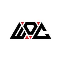 diseño de logotipo de letra triangular woc con forma de triángulo. monograma de diseño del logotipo del triángulo woc. plantilla de logotipo de vector de triángulo woc con color rojo. logo triangular woc logo simple, elegante y lujoso. woc
