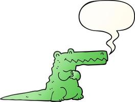 cartoon crocodile and speech bubble in smooth gradient style vector