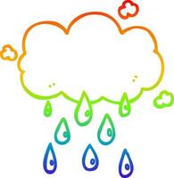 rainbow gradient line drawing cartoon cloud raining vector
