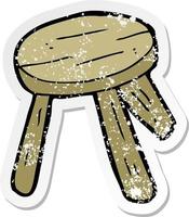 retro distressed sticker of a cartoon wooden stool vector