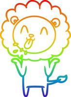 rainbow gradient line drawing happy cartoon lion vector