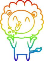 rainbow gradient line drawing happy cartoon lion vector