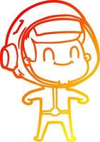 warm gradient line drawing happy cartoon astronaut vector