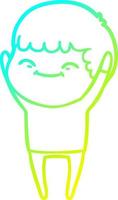 cold gradient line drawing cartoon smiling boy vector