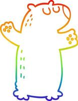 rainbow gradient line drawing cartoon polar bear vector