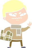 flat color style cartoon angry man carrying parcel vector