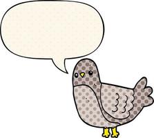 pájaro de dibujos animados y burbuja de habla al estilo de un libro de historietas vector