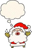 cartoon santa claus shouting and thought bubble in comic book style vector