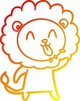 warm gradient line drawing happy cartoon lion vector