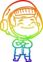 arco iris gradiente línea dibujo feliz dibujos animados astronauta vector