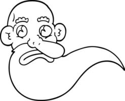 line drawing cartoon grumpy old man vector