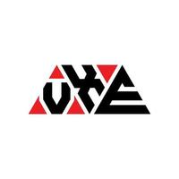 VXE triangle letter logo design with triangle shape. VXE triangle logo design monogram. VXE triangle vector logo template with red color. VXE triangular logo Simple, Elegant, and Luxurious Logo. VXE