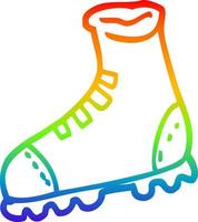 rainbow gradient line drawing cartoon walking boot vector