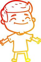 warm gradient line drawing happy cartoon man with open arms vector