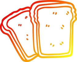 warm gradient line drawing cartoon toast vector