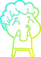 cold gradient line drawing cartoon man pouting vector