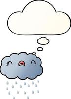 cute cartoon cloud and thought bubble in smooth gradient style vector