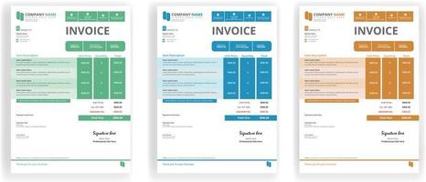 Invoice template with three colors vector