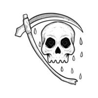 Skull grim reaper illustration vector for print on tshirt, poster, logo, stickers etc