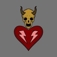 vector de ilustración de amor de cráneo para imprimir en camiseta, póster, logotipo, pegatinas, etc.