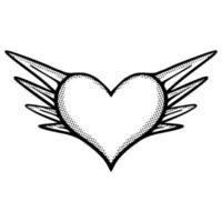 Heart wings doodle illustration hand drawn vector