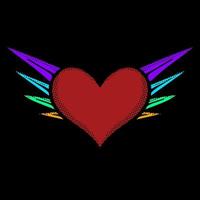 vector colorido de ilustración de alas de corazón para imprimir en camiseta, póster, logotipo, pegatinas, etc.