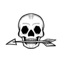 cráneo flecha doodle ilustración mano dibujado vector