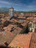 Roof Top View of European Hamlet with White Tower photo