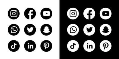 Social Media Icons Black And White Round