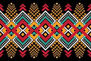 patrón geométrico sin costuras. diseño para tela, papel tapiz, fondo, alfombra, ropa. textura vectorial étnica tribal. ilustración vectorial color rojo, amarillo, verde, turquesa, negro. vector