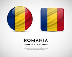 Collection of Romania flag emblem icon. Romania flag symbol icon vector