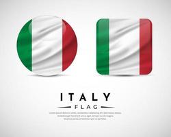 colección de icono del emblema de la bandera de italia. vector de icono de símbolo de bandera de Italia.