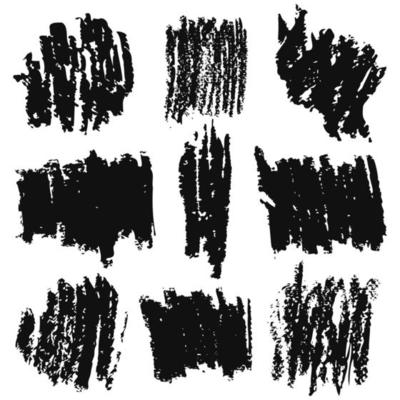 Vector set of wax crayon textures. Grunge hand drawn stripes. Isolated black brushtrokes on white background. Chalk texture.