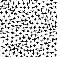 Vector seamless pattern with black crosses on white background. Hand drawn grunge texture. Chaotic pluses. Ink brush strokes.