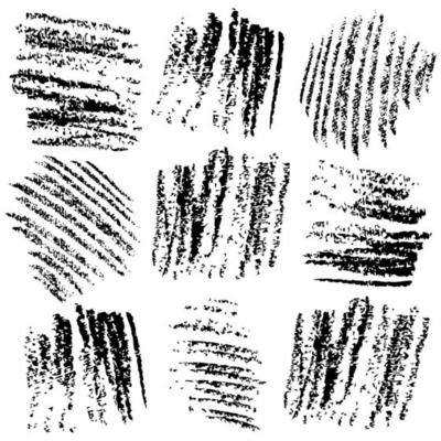 Wax crayon textures collection. Set of grunge hand drawn stripes. Isolated dry brushtrokes on white background. Chalk texture.