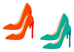 Fashionable women's shoes with heels, stilettos. Women's shoe model. Stylish accessory. Flat style. vector