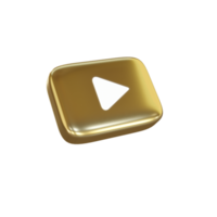 icona di rendering 3d di youtube dorato